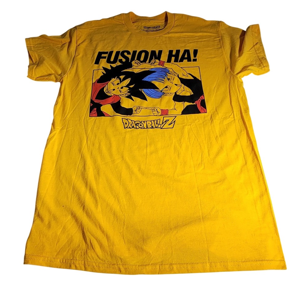 Dragon Ball Z Fusion Ha Goten Trunks Graphic Tee Yellow Mens Size Medium M